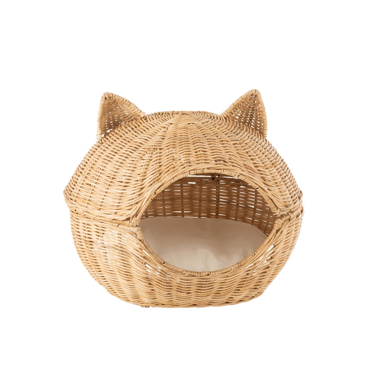 Cat basket rotan met beige kussen naturel J-Line