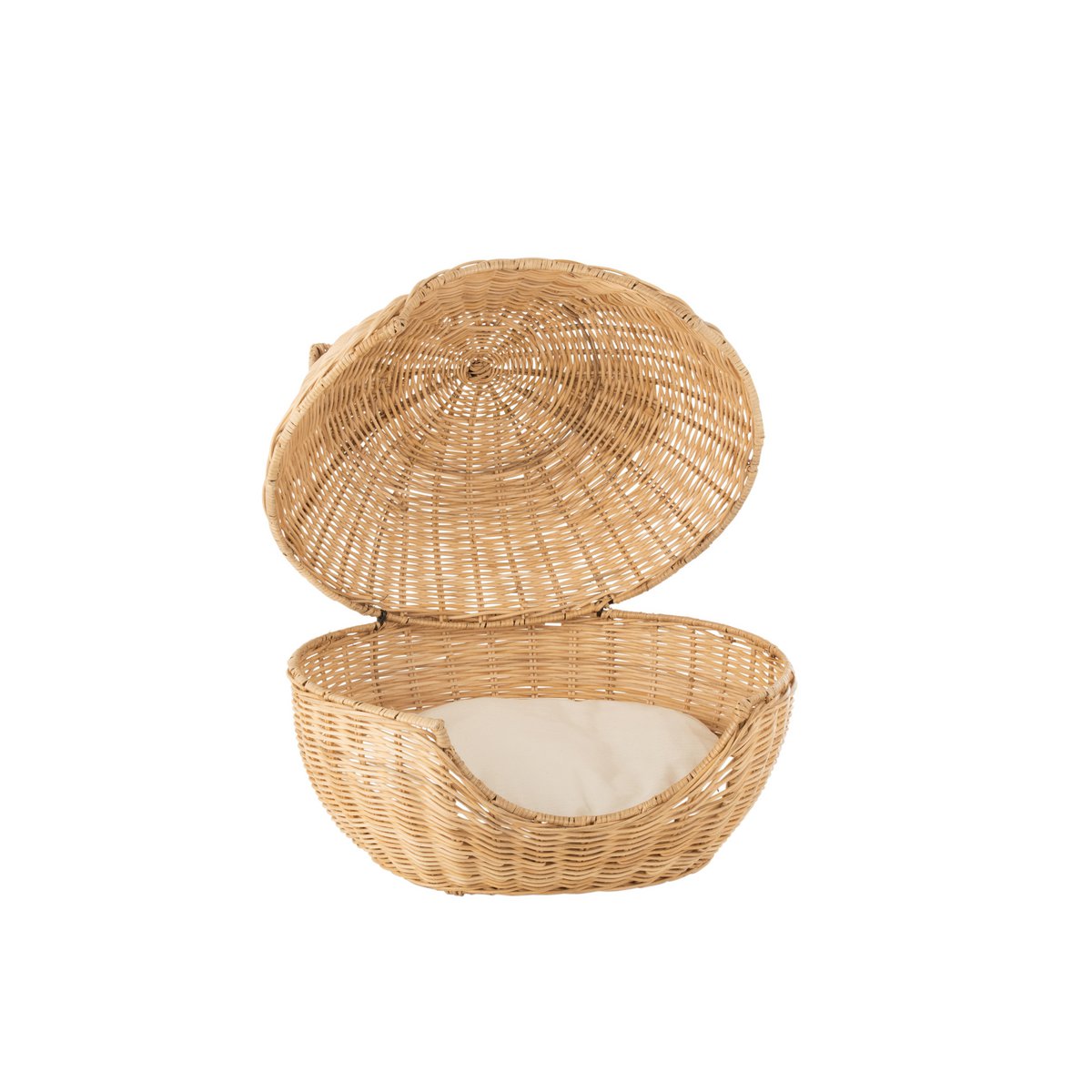 Cat basket rotan met beige kussen naturel J-Line