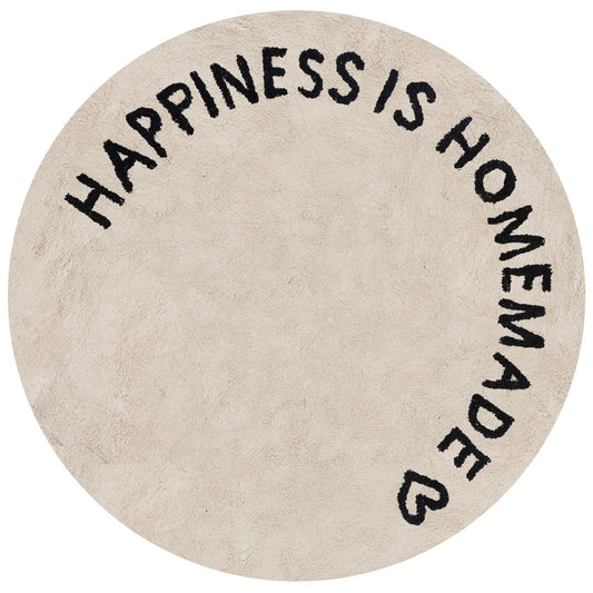 Rond geweven vloerkleed Happiness is homemade